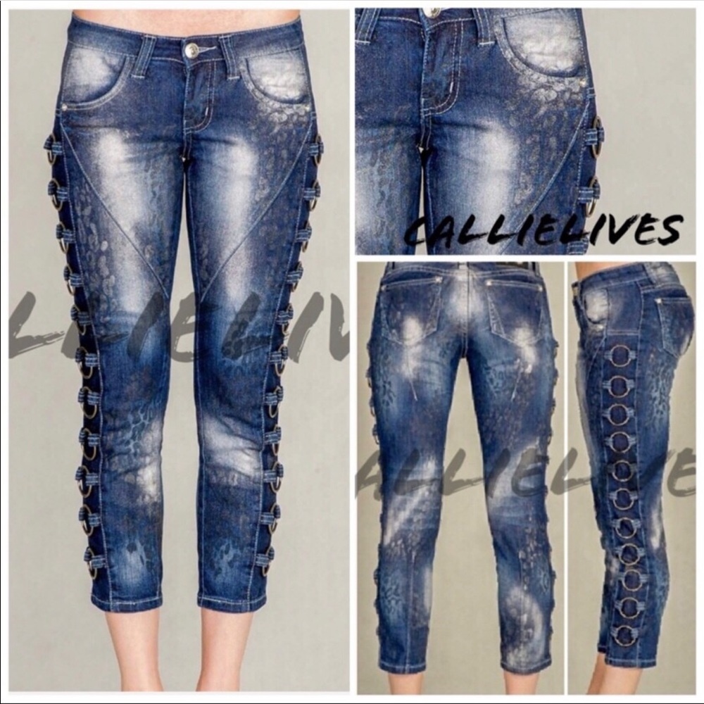 Callie Capri: Skinny Jeans Spray painted Cheetah - Picture 8 of 8